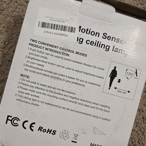 LED Motion Sensor Ceiling Lamp - Picture 2 of 3